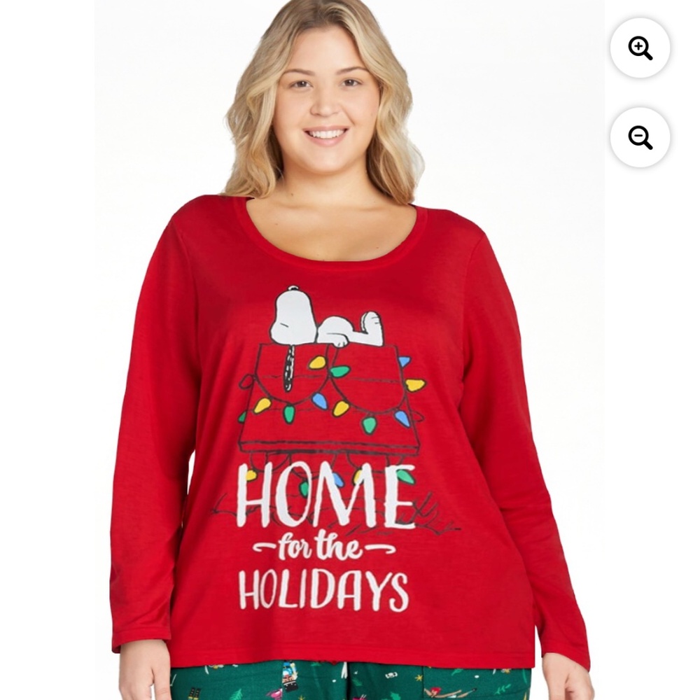 Peanuts Snoopy Women’s Home For The Holidays Pajama Set Size XL NWT - Picture 4 of 11